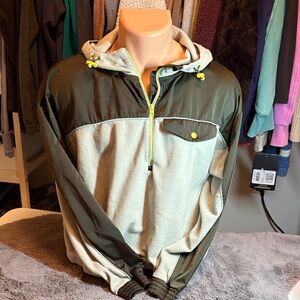 Athleta Green and Gray Quarter Zip Fleece Hoodie